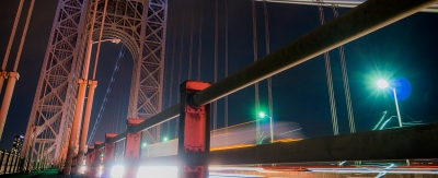 Closeup of the George Washington Bridge in the night