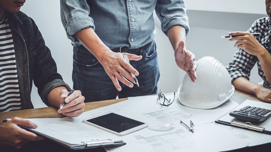 Construction and structure concept of Engineer or architect meet